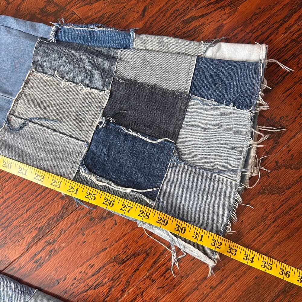 UO Vintage Patchwork Extreme Flare Y2K Jeans Light Blue Size 29 - Picture 13 of 14